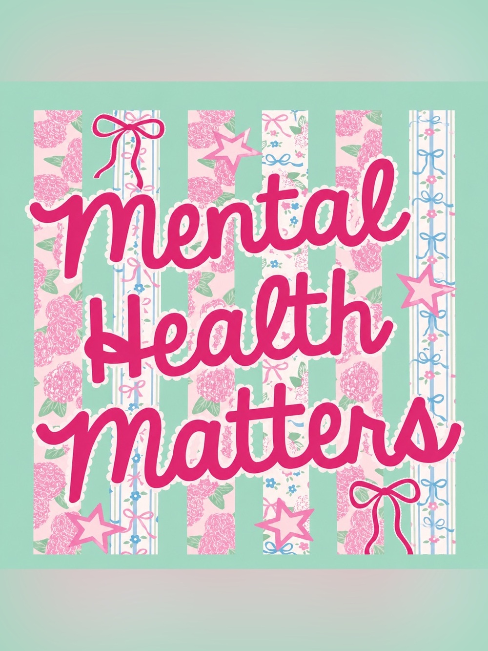 Comfort Colors "Mental Health Matters" Pastel Graphic Tee - Pink & Mint